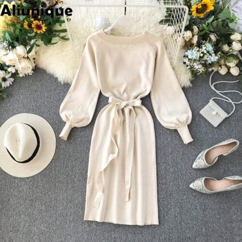 Модные вязаные платья Aliunique China At AliExpress