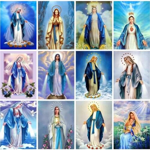 Full Square Drill 5D Diy Diamond Painting Regilion Virgin Mary 3D Diamond Mosaic Embroidery Cross Stitch Mosaic Home Decor Gift