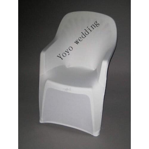 White polyester spandex lycra arm chair cover for plastic arm chair