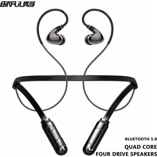 Wireless Bluetooth 5.0 earphones Quad Core Double Dynamics Bass HIFI Stereo Sports Earbuds Headset with Microphone Handsfree