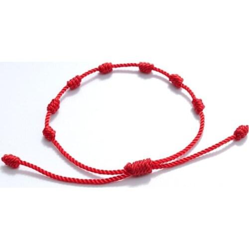 2Pcs 7 Knots Red String Bracelet for Protection Evil Eye Good Luck Amulet for Success and Prosperity Friendship Bracelet