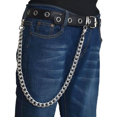 Men Women Punk Aluminum Keychain Hipster Jean Pant Wallet Chain Hip Hop Key Chains Gothic Trousers Keychains