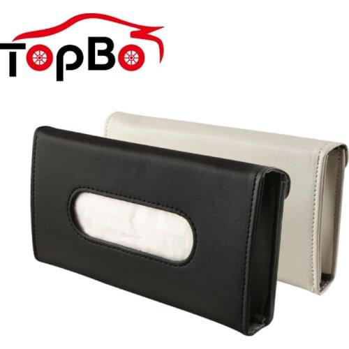 PU Leather Car Tissue Box Car Sun Visor Tissue Holder Paper Napkin Holder Backseat Tissue Case Auto Interior Accessories