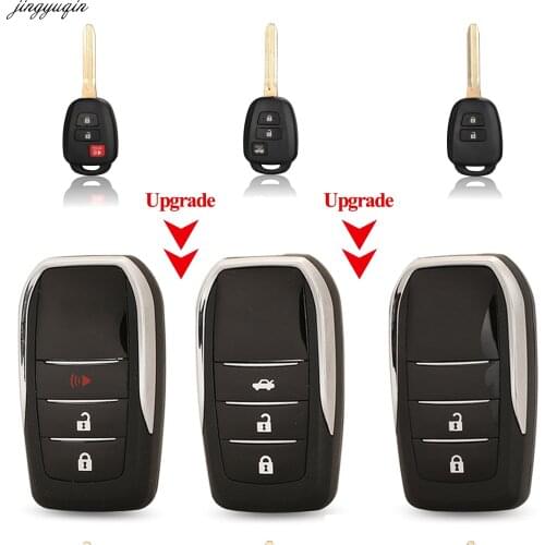 Jingyuqin 10pcs Modified Remote Car Key Case Shell For Toyota CAMRY 2012 2013 2014 2015 Corolla 2014 2015 2/3 Button TOY43 Blade