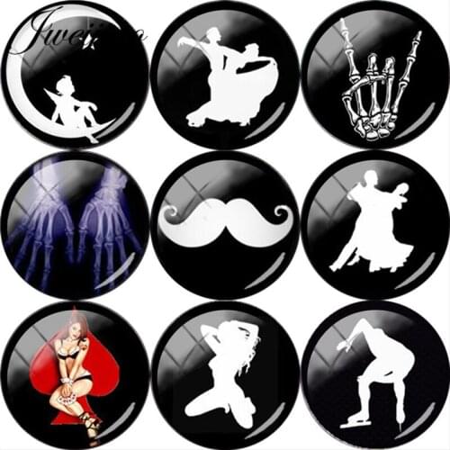 JWEIJIAO 5pcs/lot Figure silhouette skeleton Hand Pattern DIY Glass Cabochon Dome Demo Flat Back Making Findings