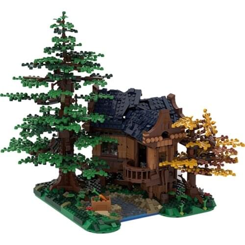 MOC Outdoor Country House Forest Building Block Set Pine Tree Family Cabin Model Building Series Cabin Building Block Toys Gifts