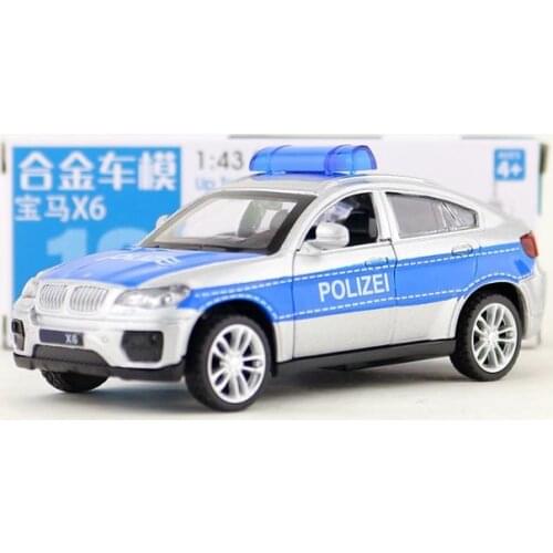 Diecast Metal Toy Model/1:43 Scale X6 Police SUV Racing Car/Pull Back/Doors Openable/Educational Collection/Gift For Children
