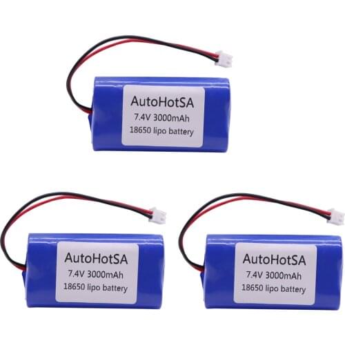 7.4V 3000mah high capacity 18650 li-ion battery with XH2.54 2P Plug 7.4V 2S 18650 lithium battery for electric toy parts 1-5PCS