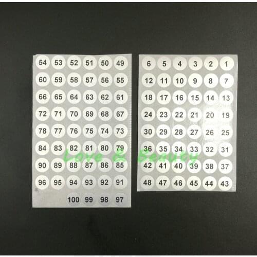 Small Serial number 1 to 100 1 to 200 Stickers Round 10mm Black Printing Silver Waterpproof