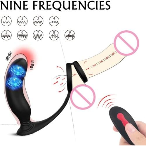 Male Prostate Massager Anal Vibrator With Penis Ring Powerful Motor Remote Control Vibrating adult Sex Toys Clit Stimulation 18