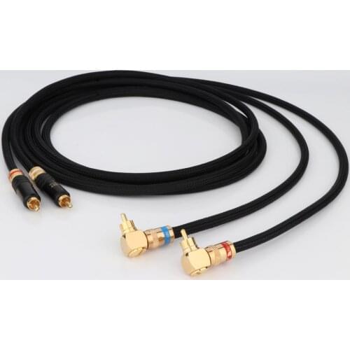 Preffair High Purity Copper 4Cores Interconnect RCA Audio Cable with Degree Right Angle Gold RCA plug Hifi RCA cable Audio wire