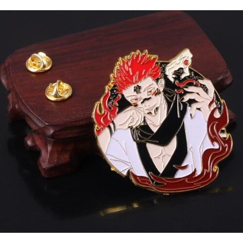 Anime Jujutsu Kaisen Ryomen Sukuna Cosplay Cartoon Costume Props Metal Badge Pin Cosplay Collection Cartoon Decor Comicon Gifts