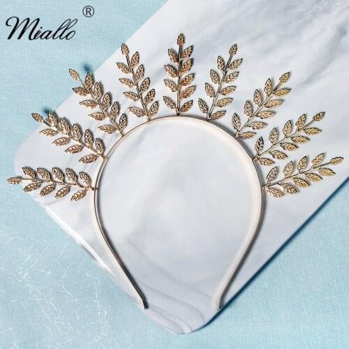 Miallo Fashion Leaf Gold Headbands for Women Hair Accessories Hairbands Party Hair Jewelry Trendy Prom Headpiece Headwear Gift