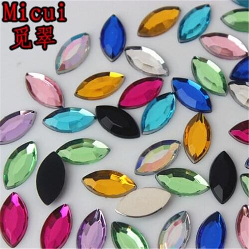 Micui 100pcs 6*12mm Horse Eye Crystals Flatback Rhinestones Acrylic Crystal Strass Non Hotfix Clear Crystal Stones MC664