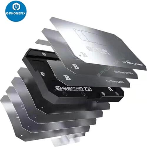 MiJing Z20 10 in 1 Motherboard Fixture Middle Layer Tin Planting Platform BGA Reballing Stencil Kit for iPhone X -12 Pro Max