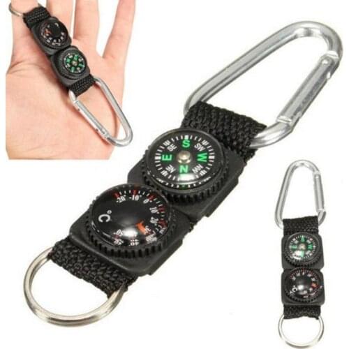 Camping Outdoor Tools Multi Compasses Pointer Mini Keychain Metal Climbing Thermometer Compass Key Hook Sports Accessories
