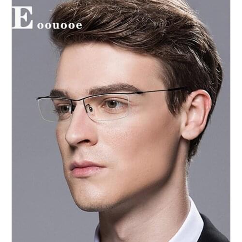 7g Glasses Frame Men Pure Titanium Glasses Frame Ultralight For Mens Myopia Prescription Optical Half Eyewear IP Plating