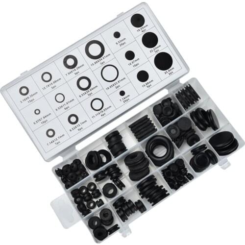 125PCS Rubber Wire Grommet Gasket Seal ring Assortment Set Black Firewall Hole Plug cover cable holder protector Hardware