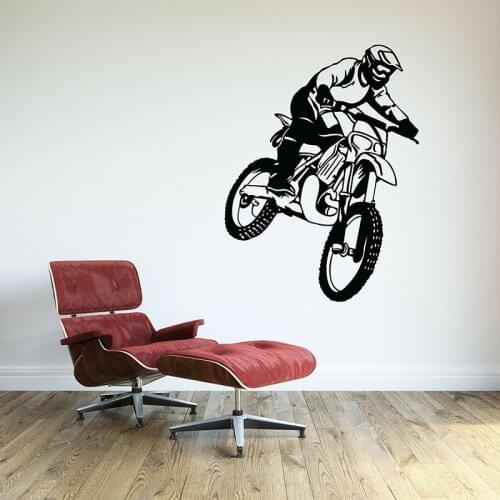Motocross Wall Decal Dirt Bike Door Window Vinyl Sticker Boys Bedroom Interior Decor Motorcycle Racing Sport Art Wallpaper E425