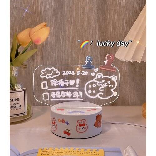 W&G Ins Night Light Bedroom Decoration Sleep Light Cute Girl Heart Desktop Atmosphere Light Marker Message Board Home Decor