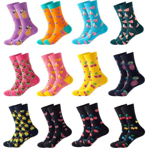 New Ladies Winter High Quality Compression Stockings Kawaii Happy Cute Fruit Pineapple Banana Hip Hop Couple Sock Christmas Gift