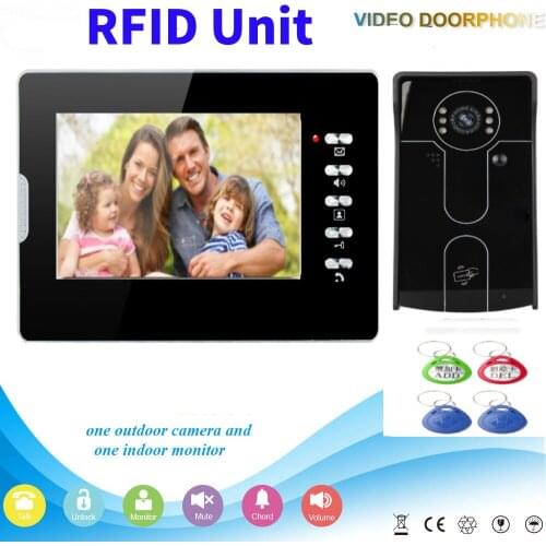 Fingerprint RFID Password Unlock Video Intercom 7 Inch Monitor Video Speake Phone Doorbell Intercom Home Security Camera System
