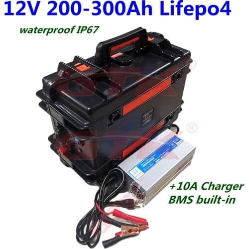 Portable 12V 300Ah 250Ah 280Ah 200Ah Lifepo4 lithium battery 12V BMS for trolling motor motorhome solar system RV+20A charger