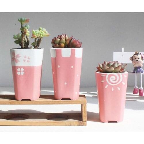 Hand-painted Cute Fleshy Mini Flower Pots Thumb Outside Glaze Succulent Plants Bonsai Home Garden Decor Vase
