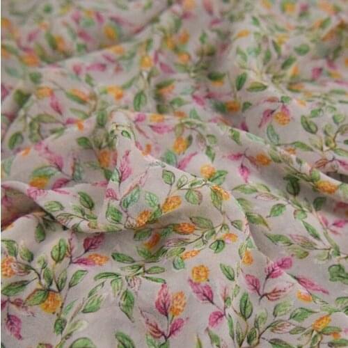 50*150cm Elegant Gray Fresh Leaf Printing Soft Georgette Chiffon Fabric Dress Shirt Silk Scarf Handmade DIY Fabric