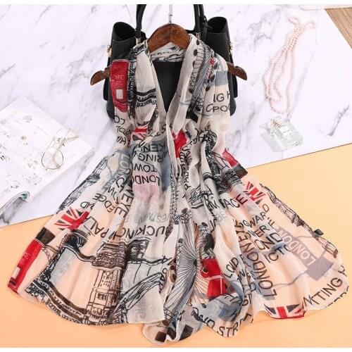 England Style Chiffon Hijab Summer Autumn Women Fashion Shawl Hijab Scarf Holiday Beach 180CM Scarves