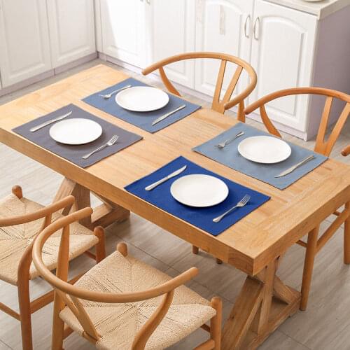 Blue Placemats Polyester Linen Tableware Mat Solid Color for Party Home Kitchen Table Modern Coaster Waterproof Decor 30*40cm/pc