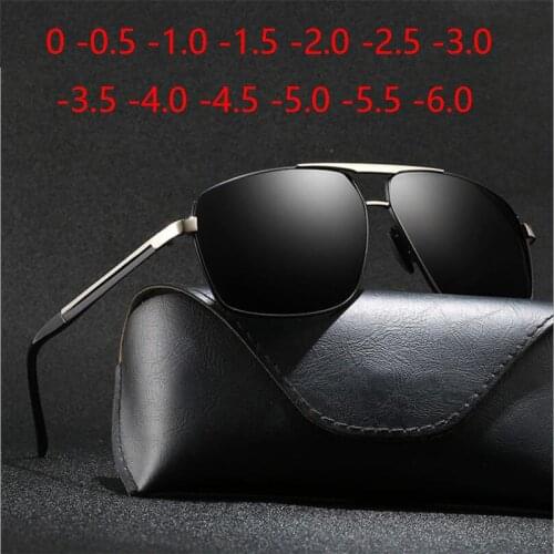 Fishing Driving Men Polarized Myopia Sunglasses With Degree Gray Lens Square Short-sighted Eyeglasses Diopter 0 -0.5 -1.0 T -6.0