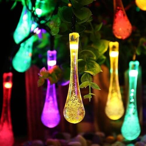 Solar Light LED string lights water drop lamp outdoor garden fence rooftop corridor string lights Christmas tree decoration lamp