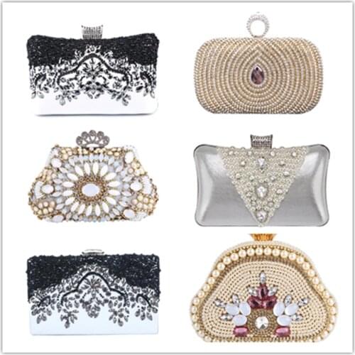 Diamond-inlaid Evening Bag New handmade Banquet PU Bag Fashionable Delicate Evening Hand Bag Simple One-shoulder Cross-body Bag