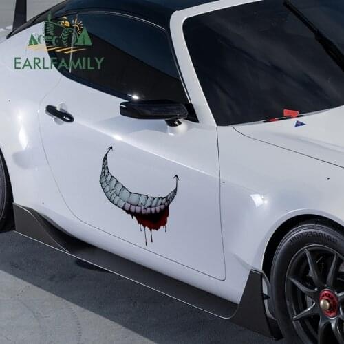 EARLFAMILY 43cm x 35.1cm for Evil Smile Vinyl Car Stickers Waterproof Scratch-Proof Decal Refrigerator Graffiti Creativite Decor