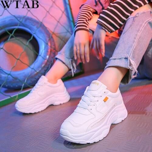 Women Sneakers 2019 Fashion Casual Shoes Woman Comfortable White Trainer PU Flats Female Platform Sneakers Chaussure Femme
