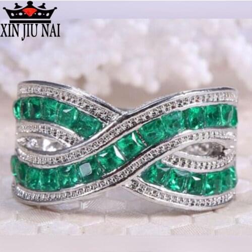 For Women Green Small Stone Rings Jewelry Wedding Engagement Gift Luxury Inlaid Stone Ring Cubic Zirconia Emerald 925silver Ring