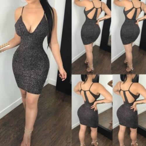 2020 Women Girls Evening Party V-neck Sleeveless Pencil Dress Solid Slim Sexy Short Mini Dress Ladies Summer Clothes