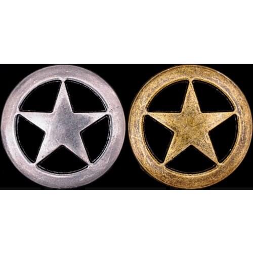 1" Brass Cowboy Texas Star Leathercraft Hatband Belt Handbag Stud Rivet Conchos Button Screwback 20pc