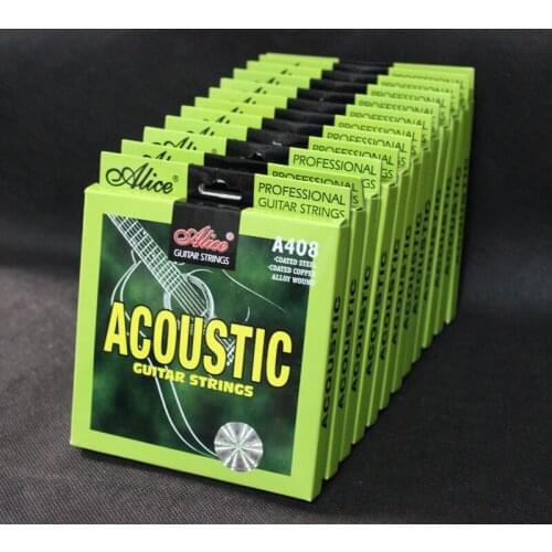 12 Sets Alice A408-L (.012 .016 .024 .032 .042 .053) Steel Core Coated Copper Alloy Wound Acoustic Guitar Strings