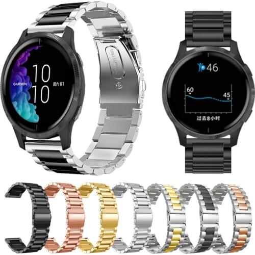 18MM 20MM 22MM Metal Watch Straps For Garmin Venu GarminMove 3 Garmin Active S Vivoactive 4 4S Smart Wristband Stainless Steel