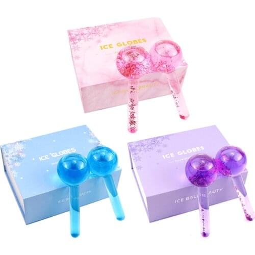 27RC 2pcs Large Beauty Ice Hockey Energy Beauty Crystal Ball Facial Cooling Ice Globes Water Wave Face and Eye Massage