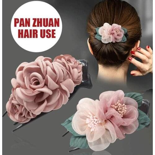 2021 Fashion Women Hair Claw Cloth Flower Elegant Lady Duckbill Hairclip Clip Girls Headwear Barrettes Hairgrip Accessories