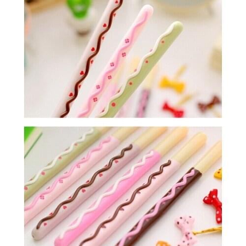 24pcs/lot New Fashion Style Sweet Bow Biscuit design Gel Pen 0.38mm Black pen funny gift office school Stationery supplies