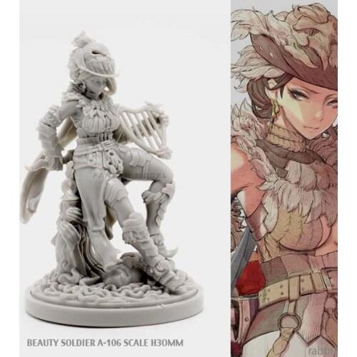 30MM Resin Kits BEAUTY SOLDIER Goddess Series Self-assembled A-106