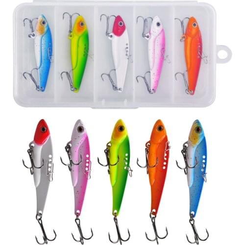 5Pcs/10Pcs Metal 20g Jig fishing lures Sinking Spoons Artificial VIB Bait Blade Swimbaits Set for Bass Walleye lure Fishing