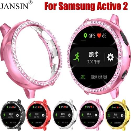 Diamond PC Case For Samsung Galaxy Watch active 2 40mm 44mm bumper Protector Cover For Galaxy Watch Active 2 case Accessories