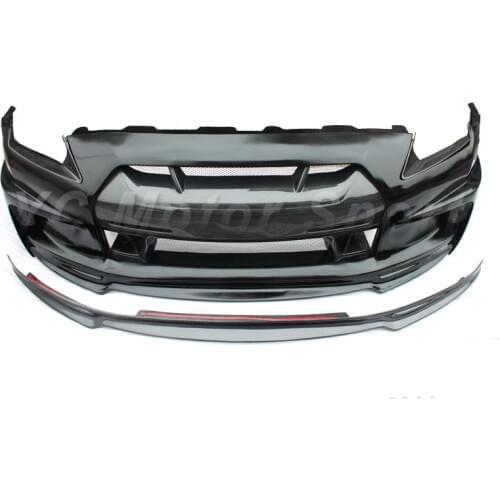 Car Accessories FRP Fiber Glass & Carbon Fiber WA Style Front Bumper without Foglight Fit For 2008-2013 R35 GTR Bumper with Lip