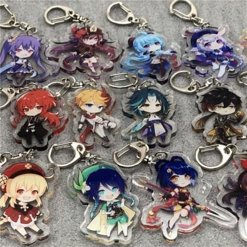 Game Genshin Impact Tartaglia Morax Xiao Barbatos Keychain Badge Accessories Cosplay Props Cartoon Backpack Pendant