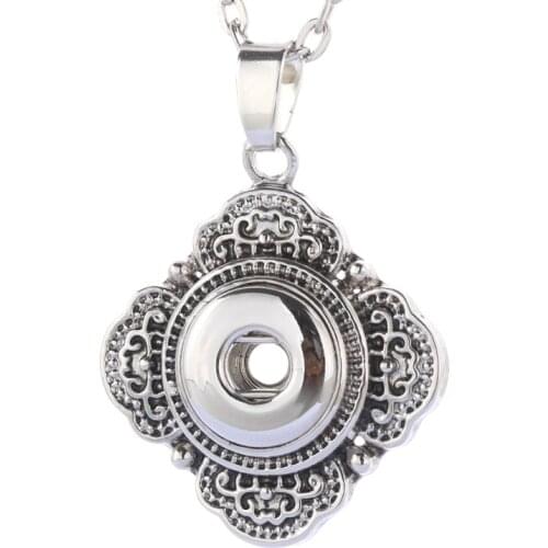 Boom Life New Fashion Snap Jewelry Buttons Necklaces Link Chain 60CM With Crystal Pendant Fit 12MM Snap Buttons Jewelry